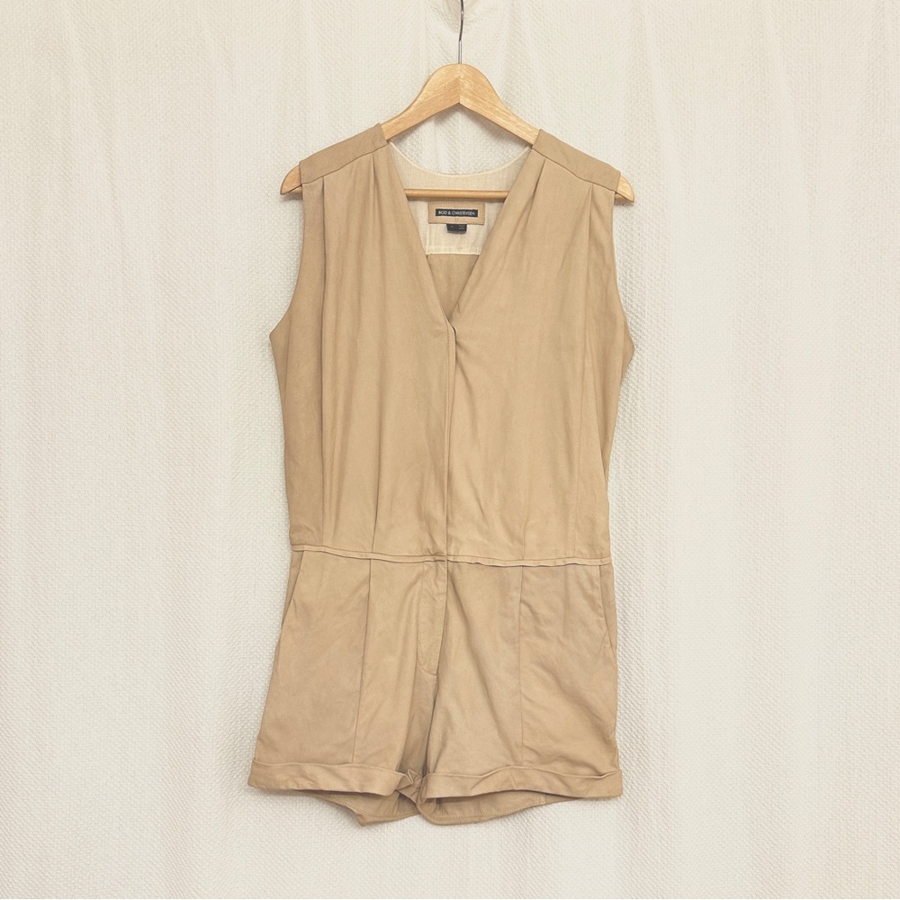 Tan Suede Sleeveless Jumpsuit